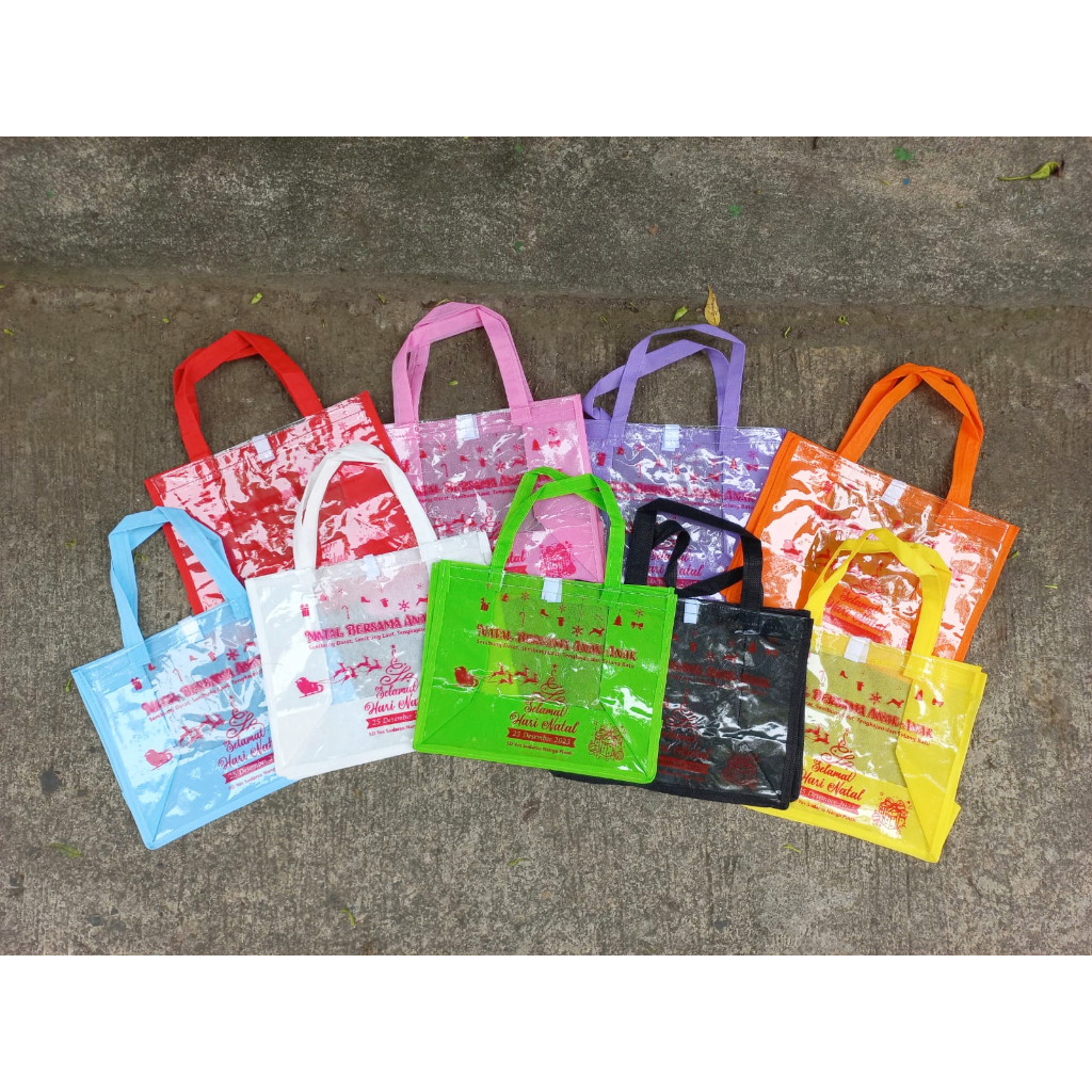 

25x13x20 Min Order 50pcs / Free Sablon 1 Warna 1 Sisi / Free Desain / Tas Mika Spunbond Sablon / Tas Mika Spunbond Custom