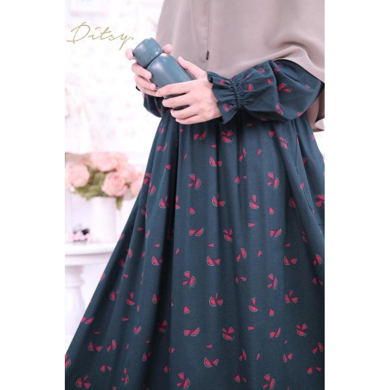 Bitikh Dark Green Nightgown size L Daster Gamis Ditsy Motif Semangka Januari 2024