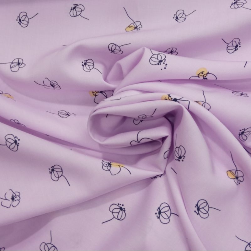 KAIN KATUN VISCOS PREMIUM IMPORT MOTIF BUNGA TANGKAI PINK