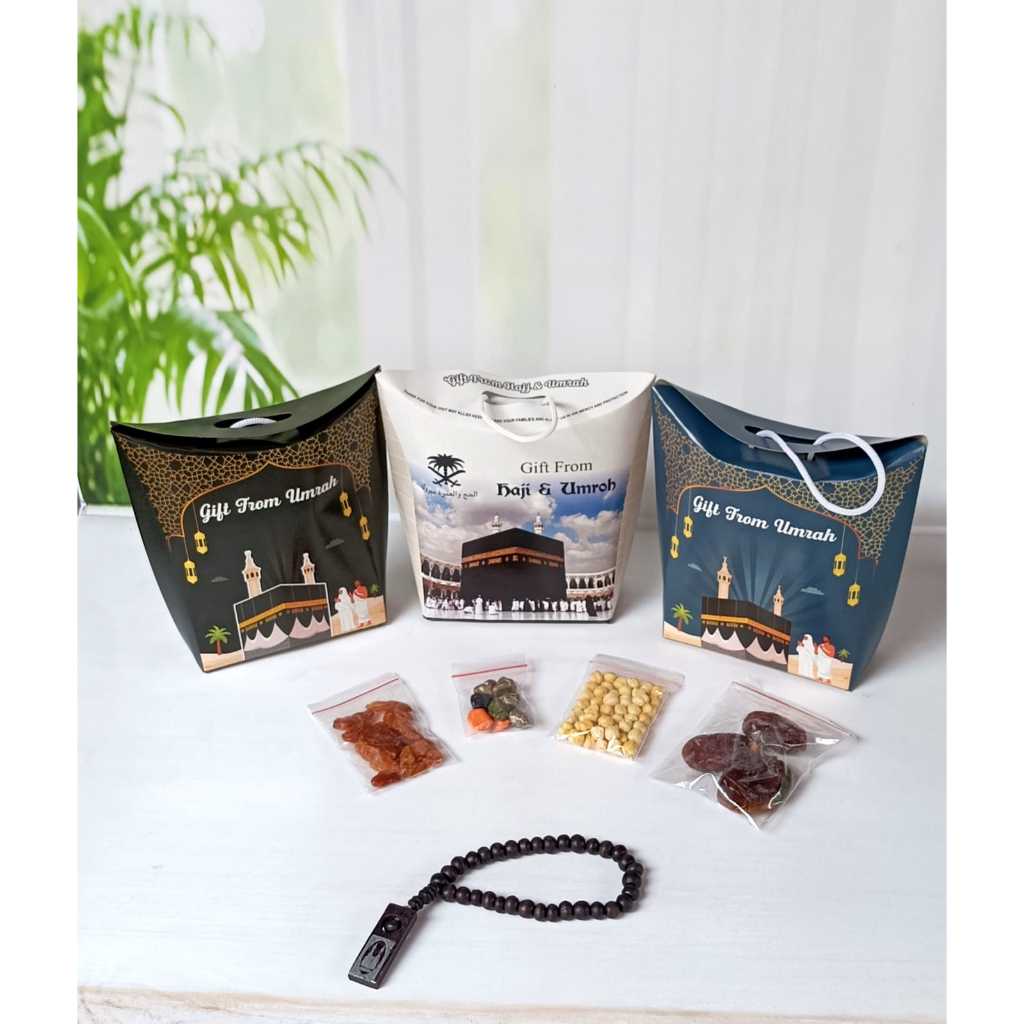 

Ssl09 Paket Dus Jinjing 25 pcs Oleh oleh Haji dan Umroh + Coklat Kerikil + Tasbih Kayu 33