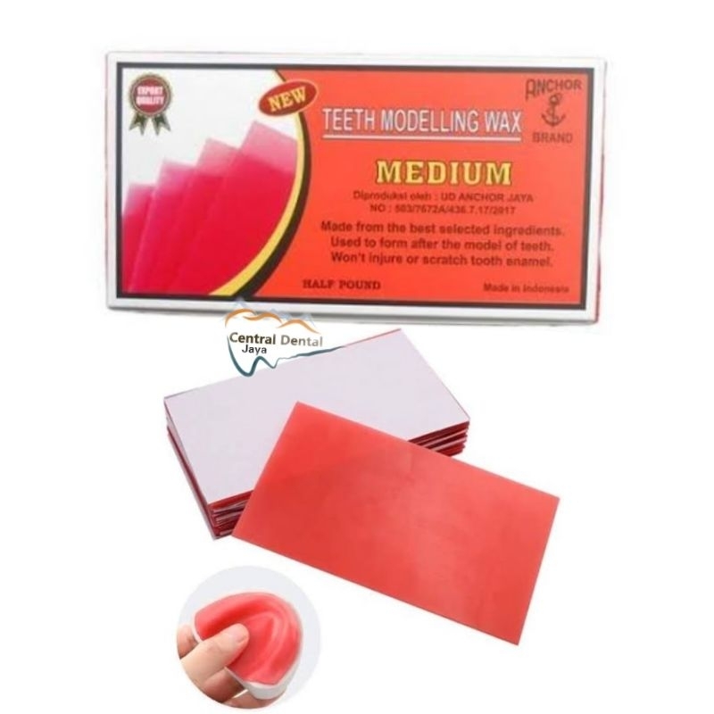 Dental Anchor Wax 1 box / Base Plate Wax / Teeth Modelling Wax / Lilin Malam Merah gigi palsu untuk 