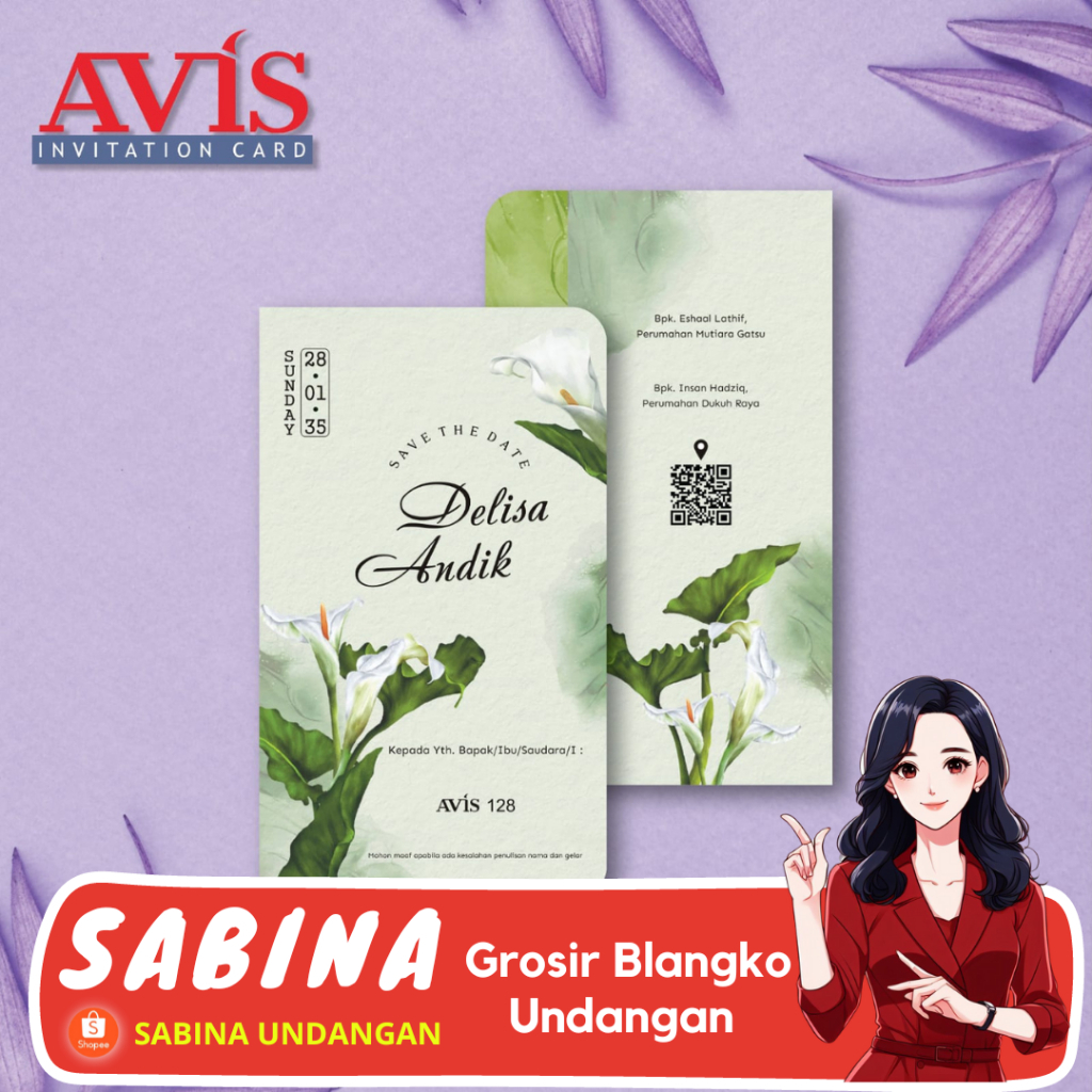 BLANGKO UNDANGAN PERNIKAHAN AVIS 128 | SABINA UNDANGAN | BLANGKO NIKAH | KERTAS UNDANGAN | KARTU UND