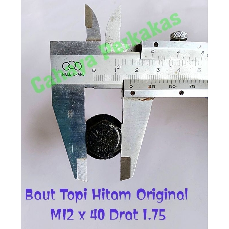 M Baut Topi Hex Flange Bolt M12 x 40 Kunci 17 Drat 1.75 Hitam Original Motor Mobil