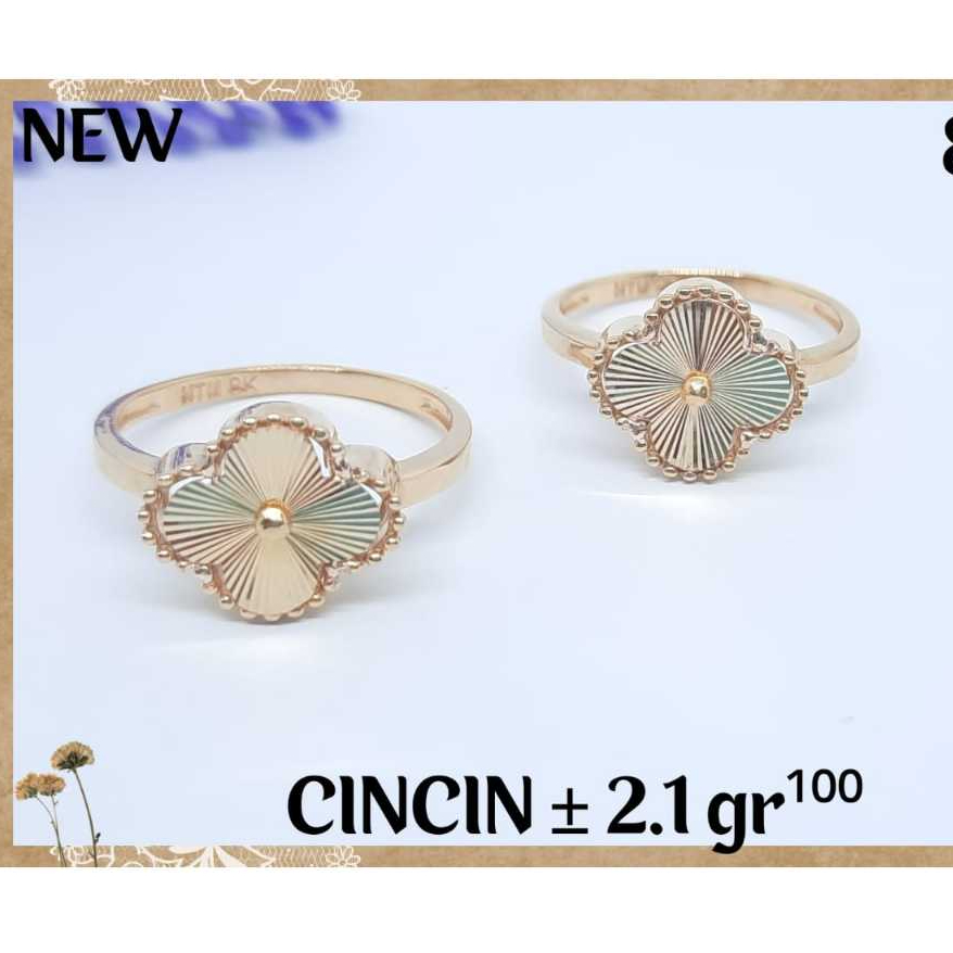 LMV Cincin Emas Vancleef Clover 1 Gram Muda Wanita Kadar 375 8K Asli