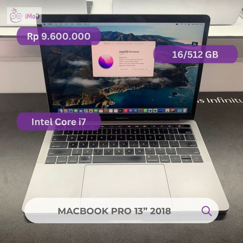 MacBook Pro Retina 13 Inch 2018 TouchBar RAM 16 GB SSD 512 GB CORE I7