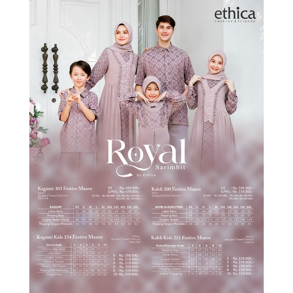 Ethica Sarimbit Royal 07 Festive Mauve Gamis dan Koko Couple Keluarga Terbaru 2024-5