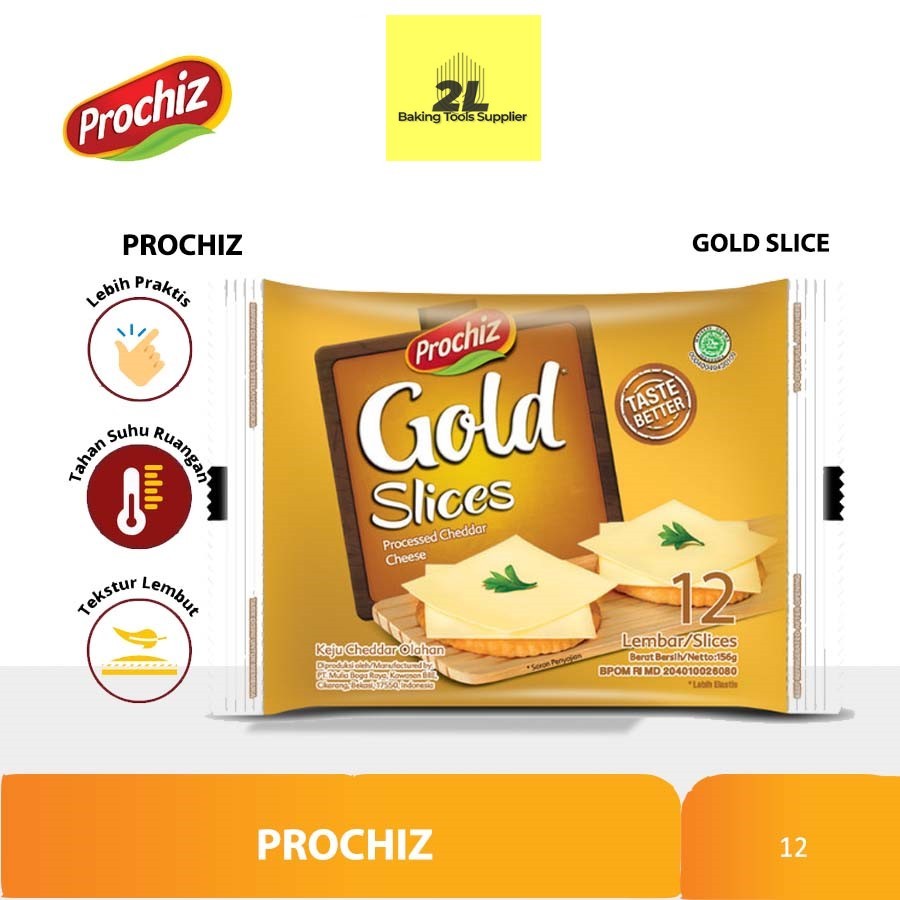 

Keju prochiz gold slice keju cheddar lembaran isi 12 lembar