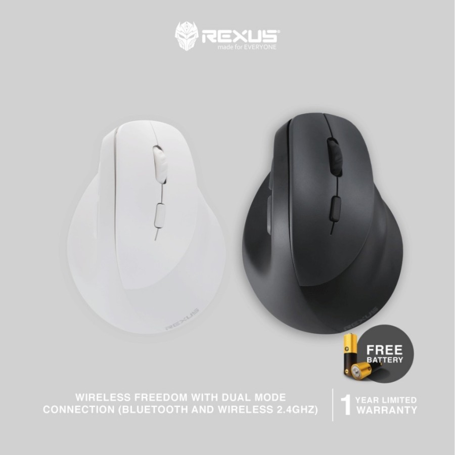 Mouse Rexus QV-260 Dual-Mode - Vertical Ergonomic Wireless