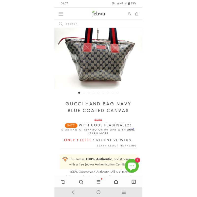 JUAL,RUGI Gucci Authentic GG Crystal tote bag 131230