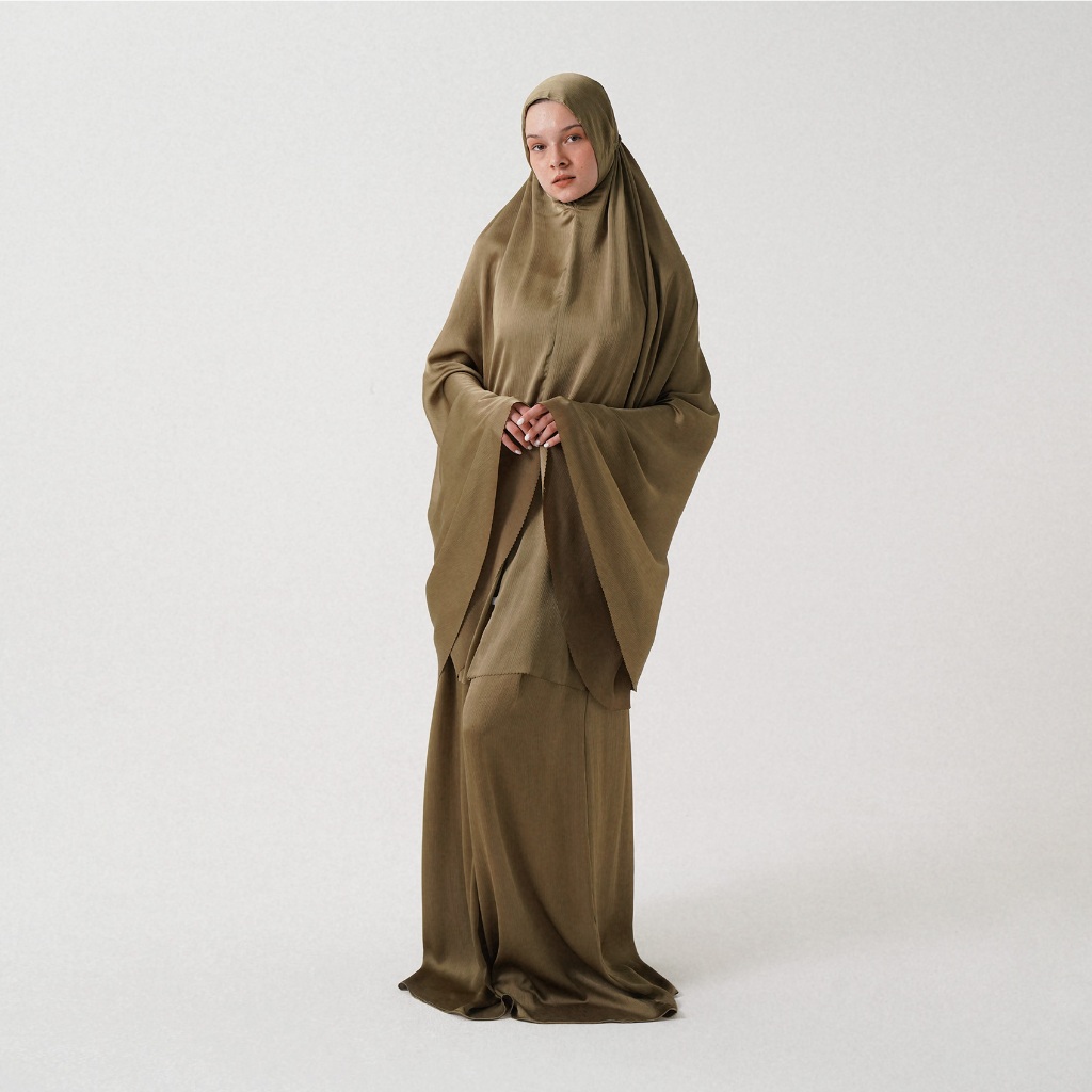 Queensland Mukena Polos Dewasa Satu Set LIN000257Q Olive