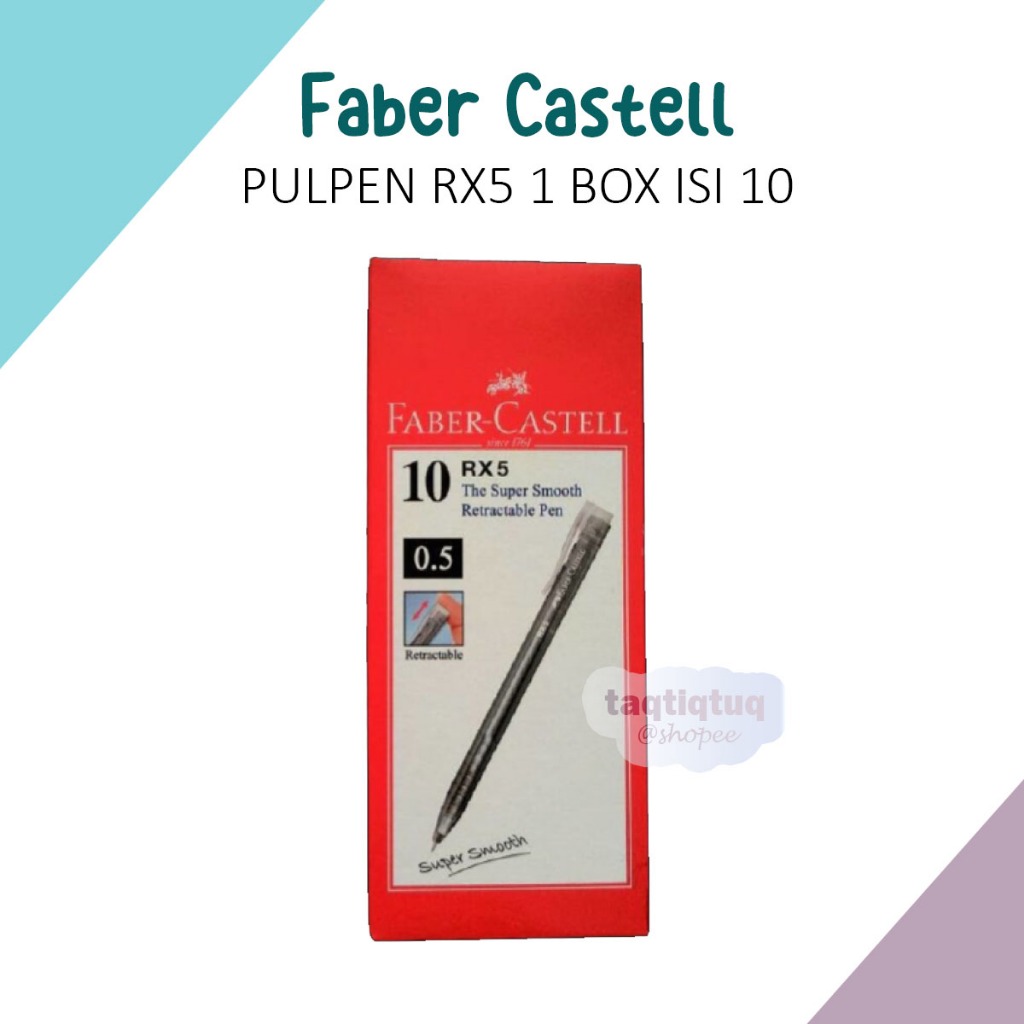 

Pulpen Faber Castell RX5 1 Box Isi 10 Pulpen Tinta Tahan Air 0.5 mm Ball Pen RX 5 Pena Lembut Lancar