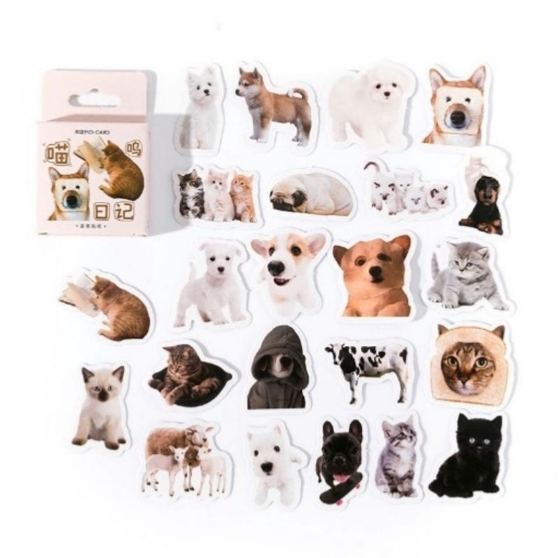 

Sticker Cat and Dog pet series deco hp buku jurnal