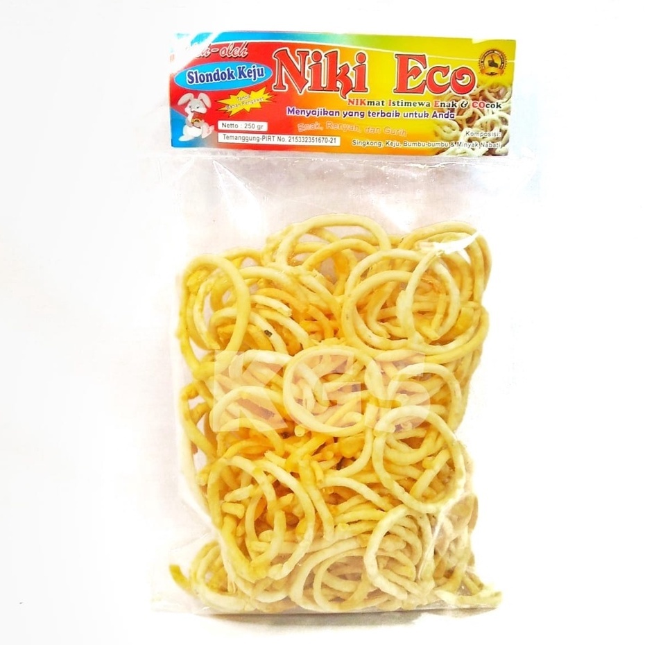 

SLONDOK KEJU NIKI ECO - KERIPIK SINGKONG BULAT RING - BERAT 200GR - OLEH OLEH KHAS SOLO