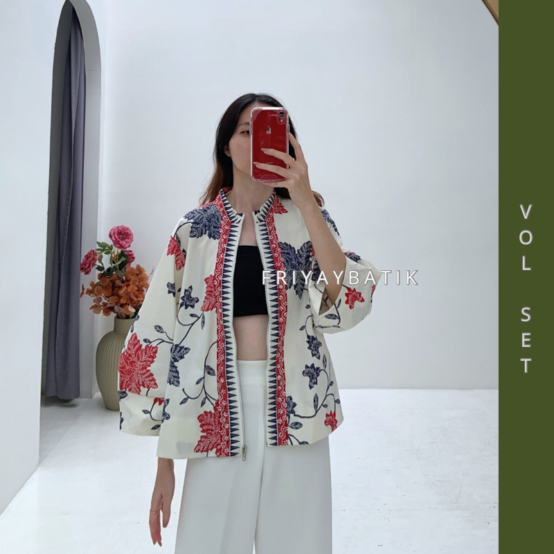 Size XXL - Woana Jacket Batik / Baju Atasan Batik Wanita Lengan 7/8
