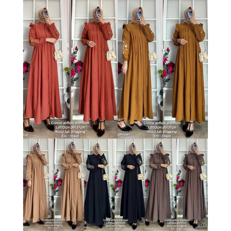 EMOS BORDIR DRESS MAXY CRINGKEL AIRFLOW / GAMIS BORDIR MAXY WANITA
