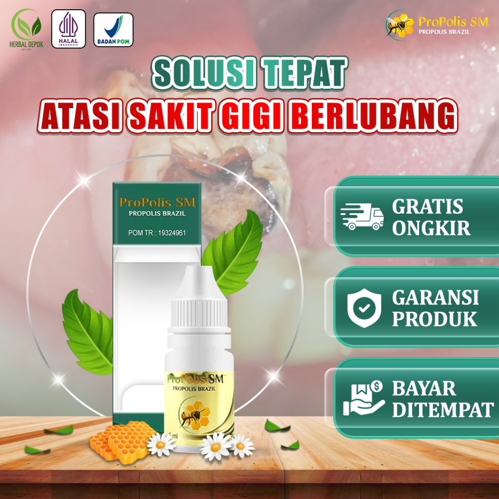 Obat Sakit Gigi ,Gigi Berlubang Obat Sakit Gigi Keropos Obat Tetes Gigi Bolong- Propolis SM Bisa COD