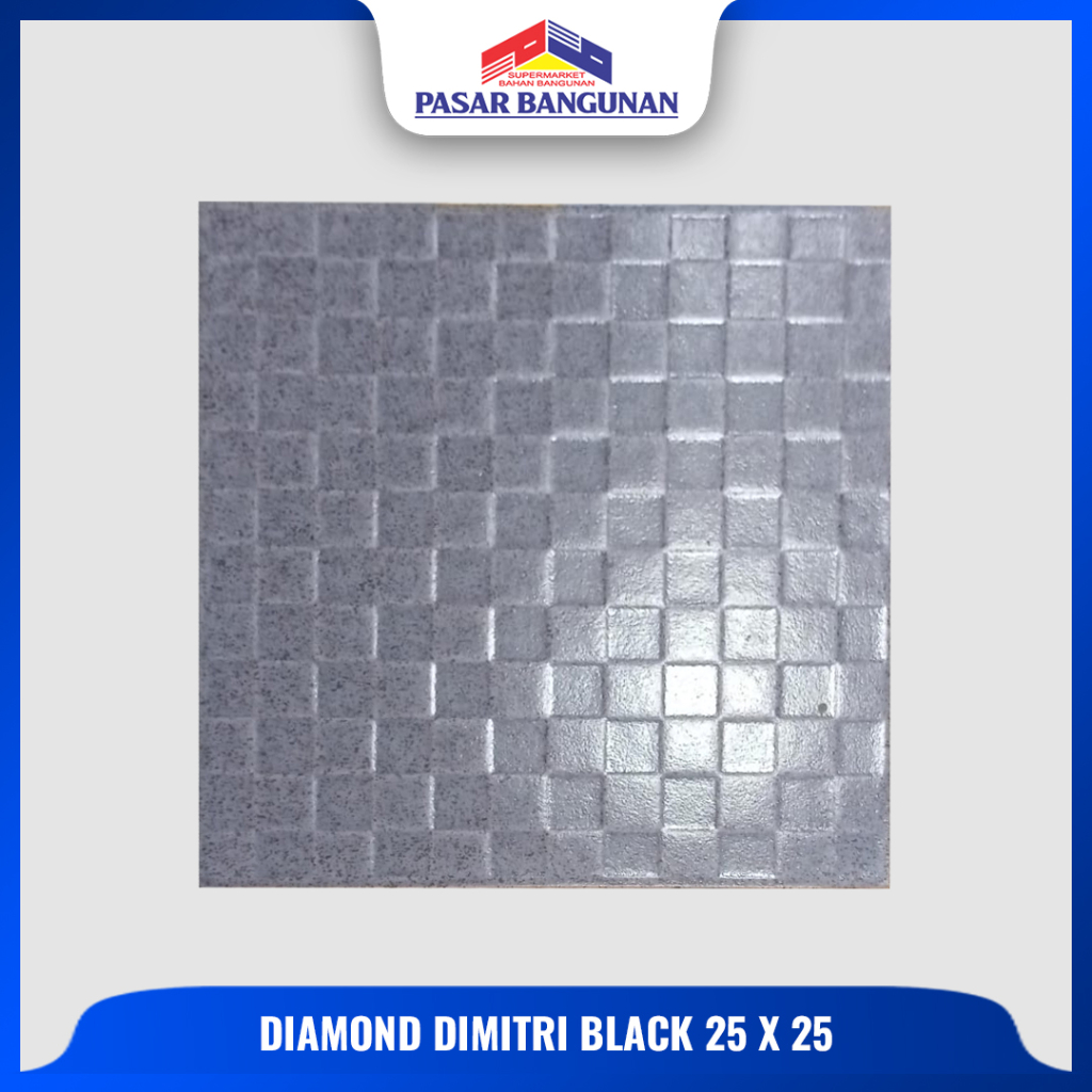 Keramik Lantai Kamar Mandi Diamond Dimitri Black 25x25 KW 1 Matte