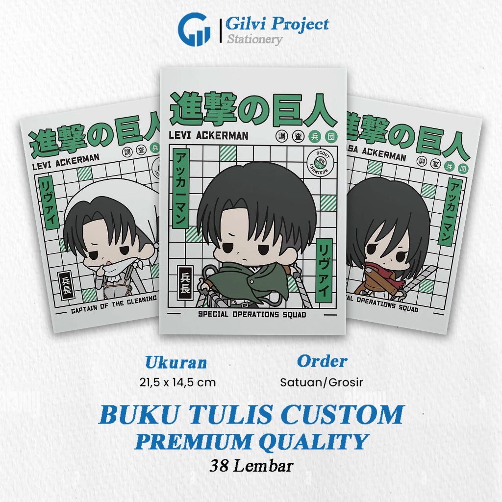 

Buku Tulis Attack On Titan / Buku Tulis Sekolah / Buku Tulis Catatan Notes Agenda Planner Jurnal Notebook Anime