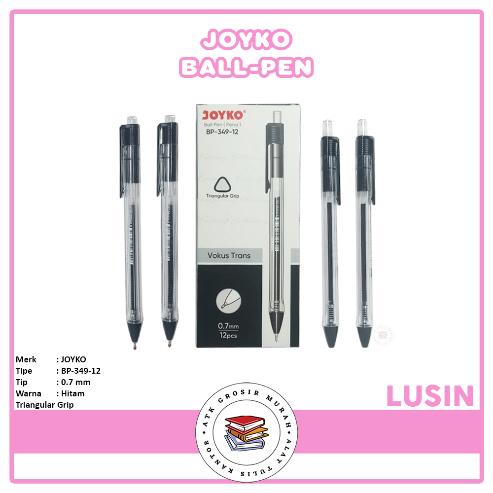 

JOYKO - Pulpen Ball Pen BP-349-12 Triangular Grip Vokus Trans - 12 Pcs - Lusin
