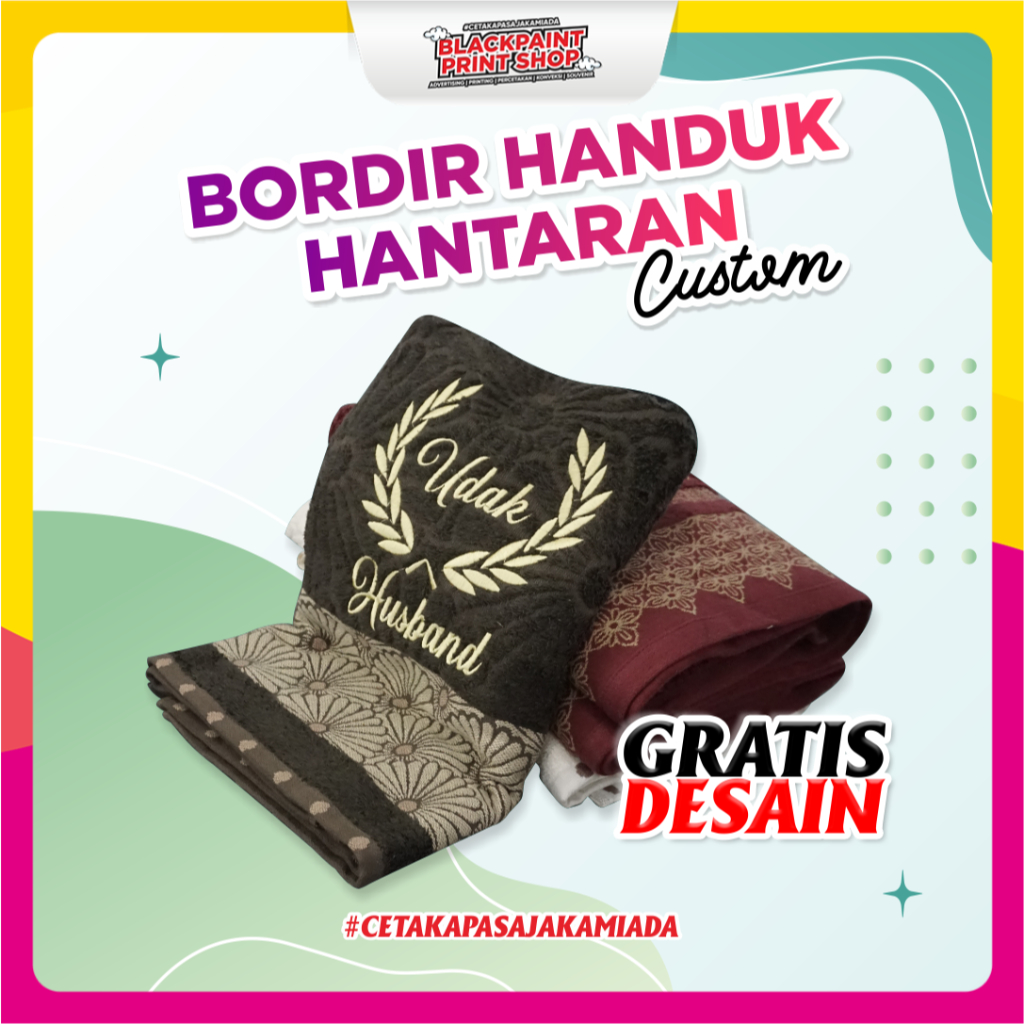 Bordir Handuk hantaran / Handuk Couple Wedding / Seserahan Wedding Handuk [Free Desain]