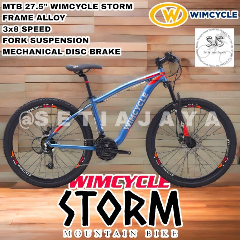Sepeda Gunung MTB 27.5 Inch WIMCYCLE STORM Alloy 3x8 Speed Rem Cakram New