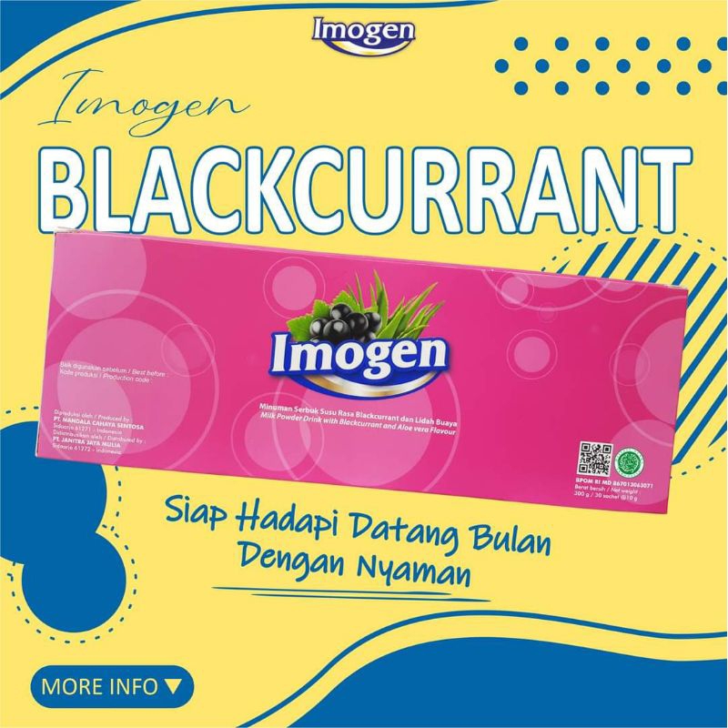 

IMOGEN BLACKCURRANT (isi 1 sachet) UNTUK KISTA, MELANCARKAN HAID, DLL