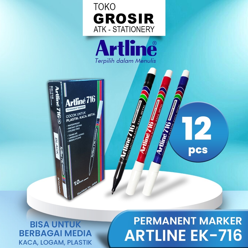 

ARTLINE Spidol Permanen Serbaguna Tulis Skets Gambar Marker EK-716 (12 BUAH)