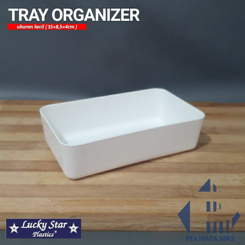 Tray Kecil Plastik Putih / Desk Organizer Lucky Star