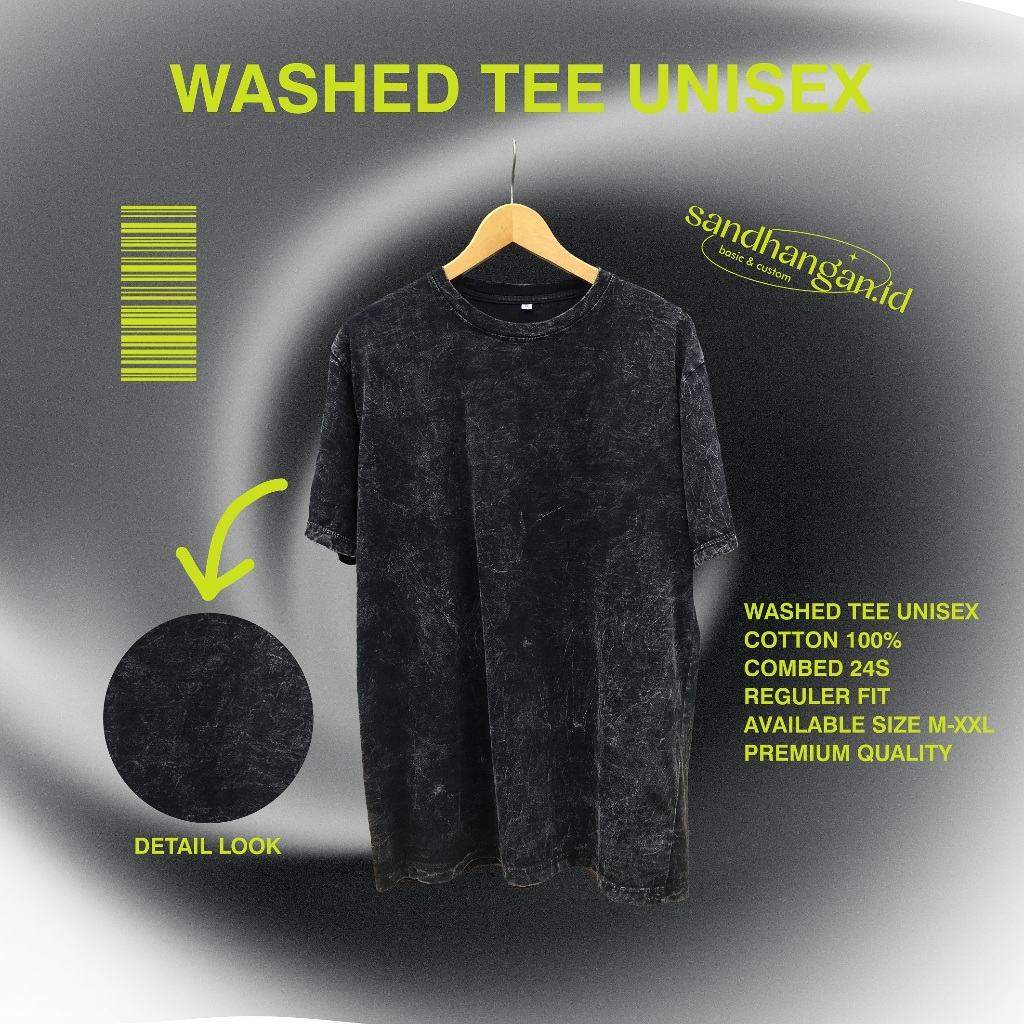 Washed Tshirt /Kaos Sandwash /Kaos Stonewash / Kaos Polos Washed