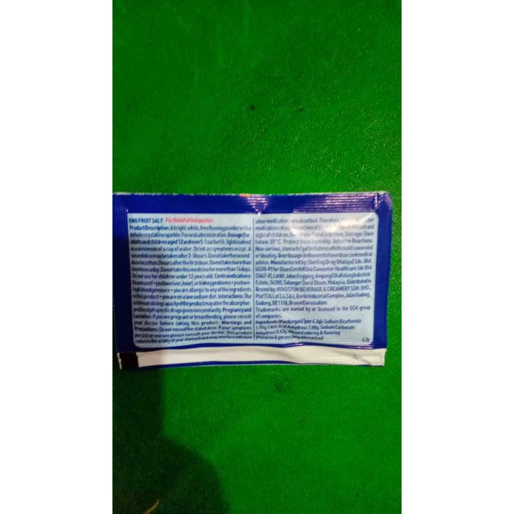 

GFD Eno Fruit Salt 2x4,3gr sachet double pack Garam Buah Buahan Pembuatan Kue