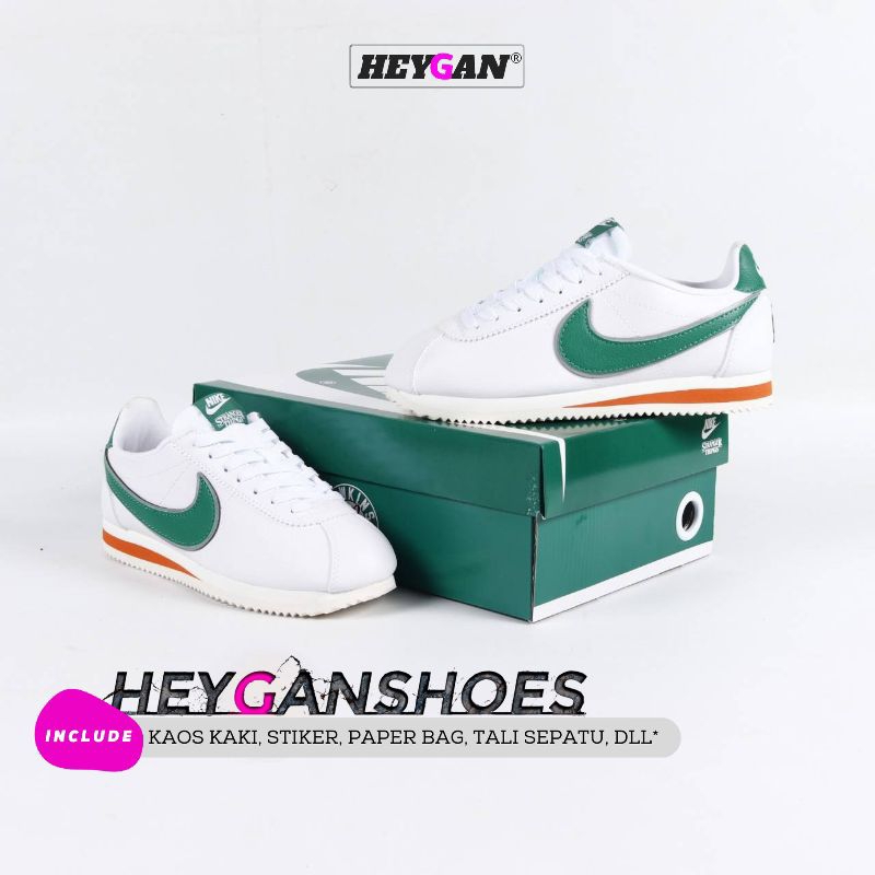 Nike Cortez Classic Leather Original Stranger Things Hawkins White Green CJ6106-100 Made In Indonesi