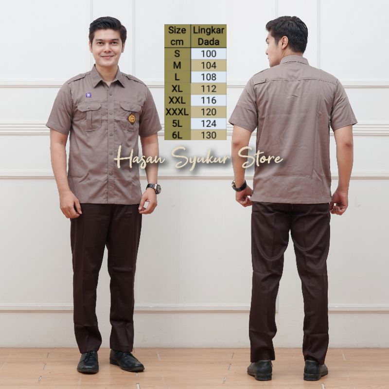Baju seragam pramuka pembina PRIA lengan pendek coklat polisi / coklat tua
