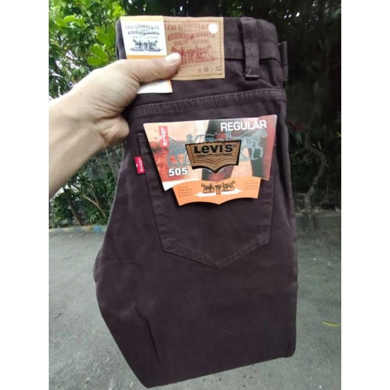 Celana jeans panjang pria standard 28-38 warna coklat
