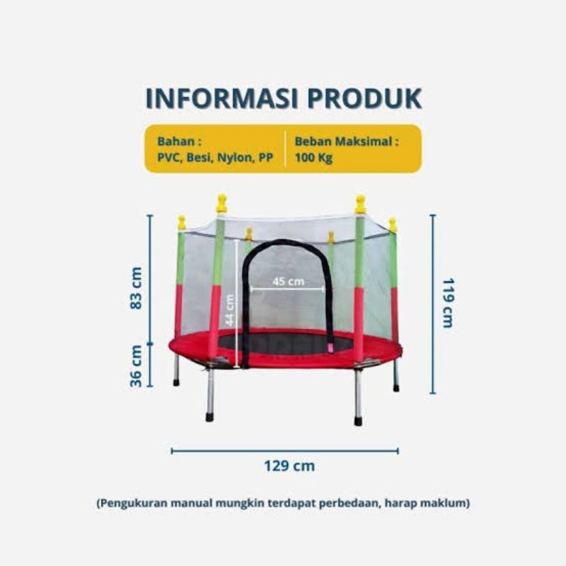 Trampoline Trampoline anak Kuat 100kg Murah 140 cm