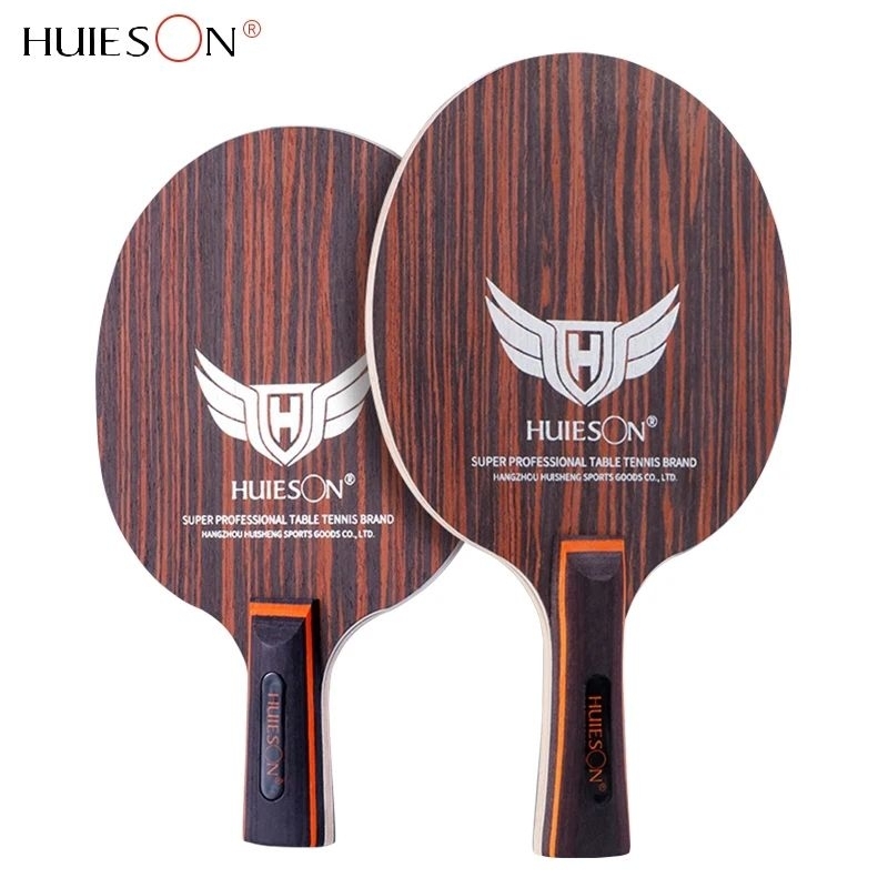 Huieson Bet kayu Ebony Wing Tenis Meja Pingpong blade 5 pure wood 2 Fiber Carbon paddle For Training