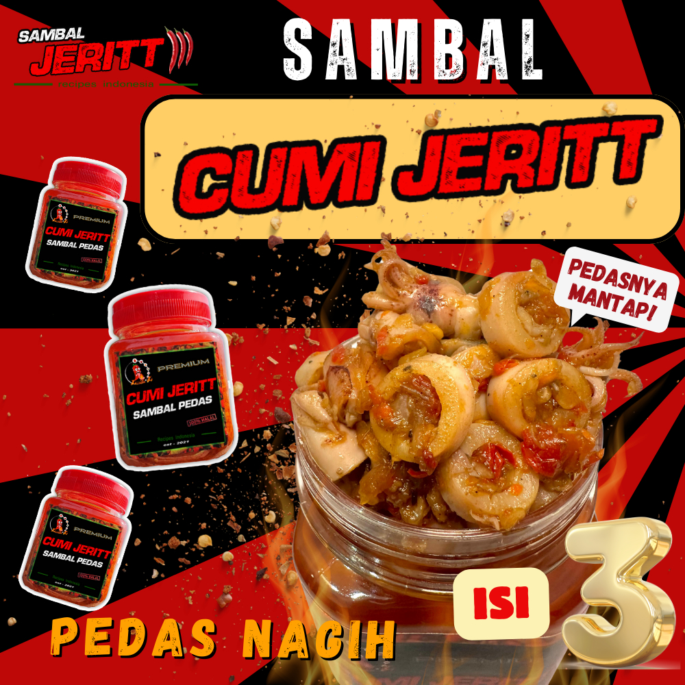 

Sambaljeritt - Sambal Cumi Jeritt Pedas isi 3 botol