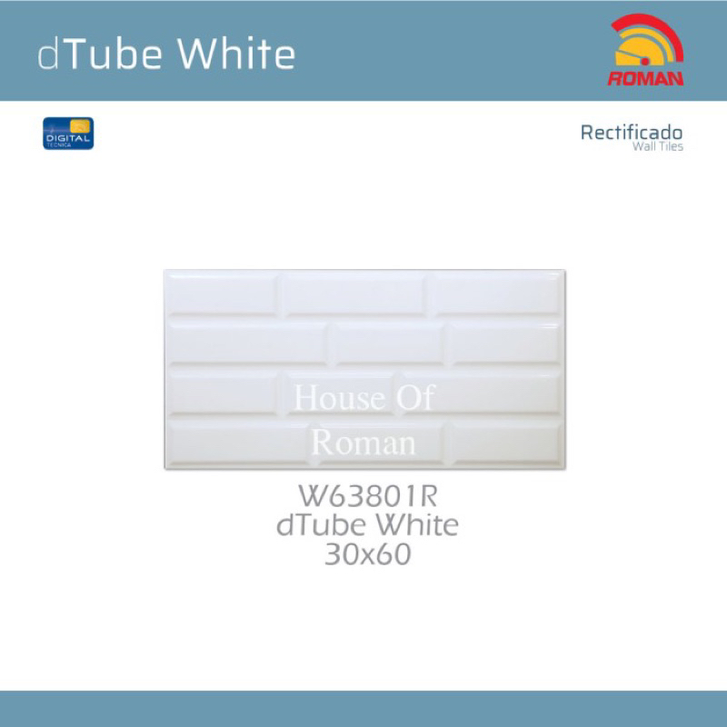 Keramik Dinding Roman W63801R dTube White 30x60 KW1