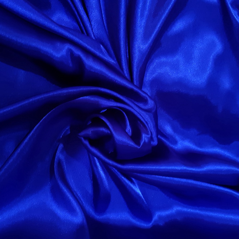 Borong Berhadiah   meter Kain Satin Silk Charmuse Premium Kilap Glossy Kainkini  Biru Sapphire Royal