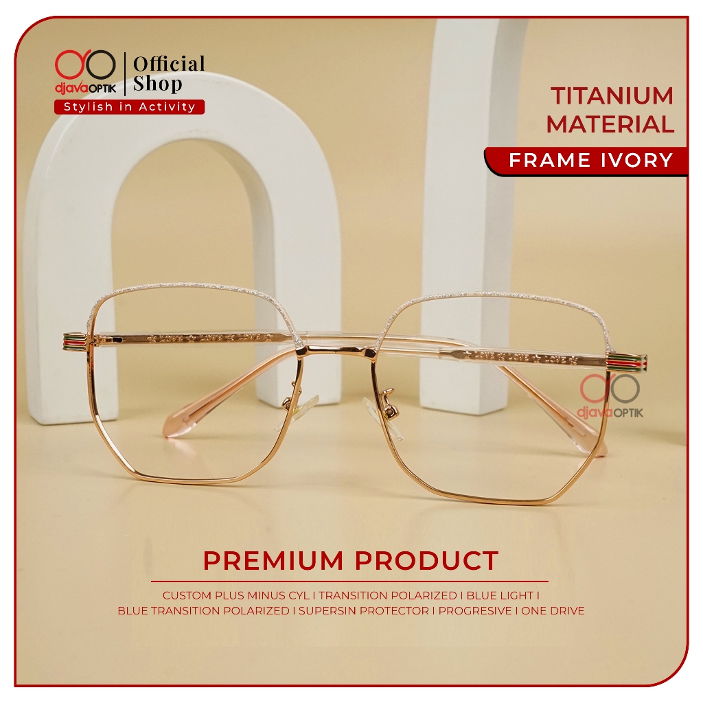 DJAVA OPTIK -- Frame Ivory - Kacamata Kotak Mall Khusus Minus -4,25 s/d -6,00