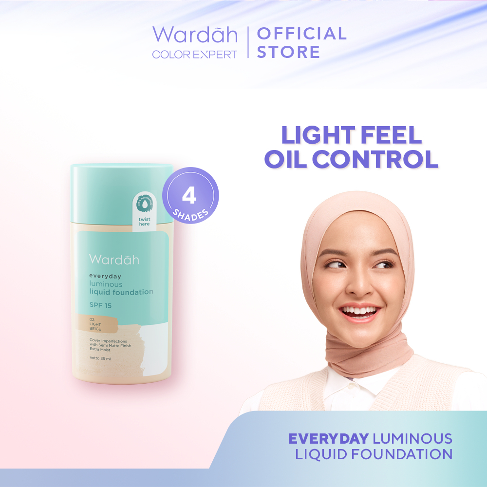 WARDAH Everyday Luminous Liquid Foundation - Alas Bedak Cair Dengan Hasil Matte Natural dan Mengandu