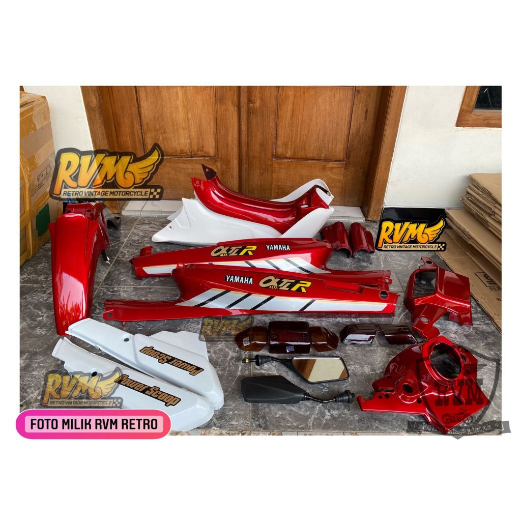 COVER BODY FULLSET YAMAHA ALFA BODY BODI ALFA SET STRIPING FULL SET WARNA MARON