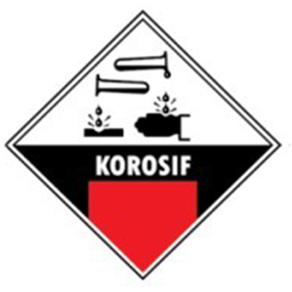 

STICKER VINYL SIGN LABEL Simbol KOROSIF rambu k3 15 x 15 cm