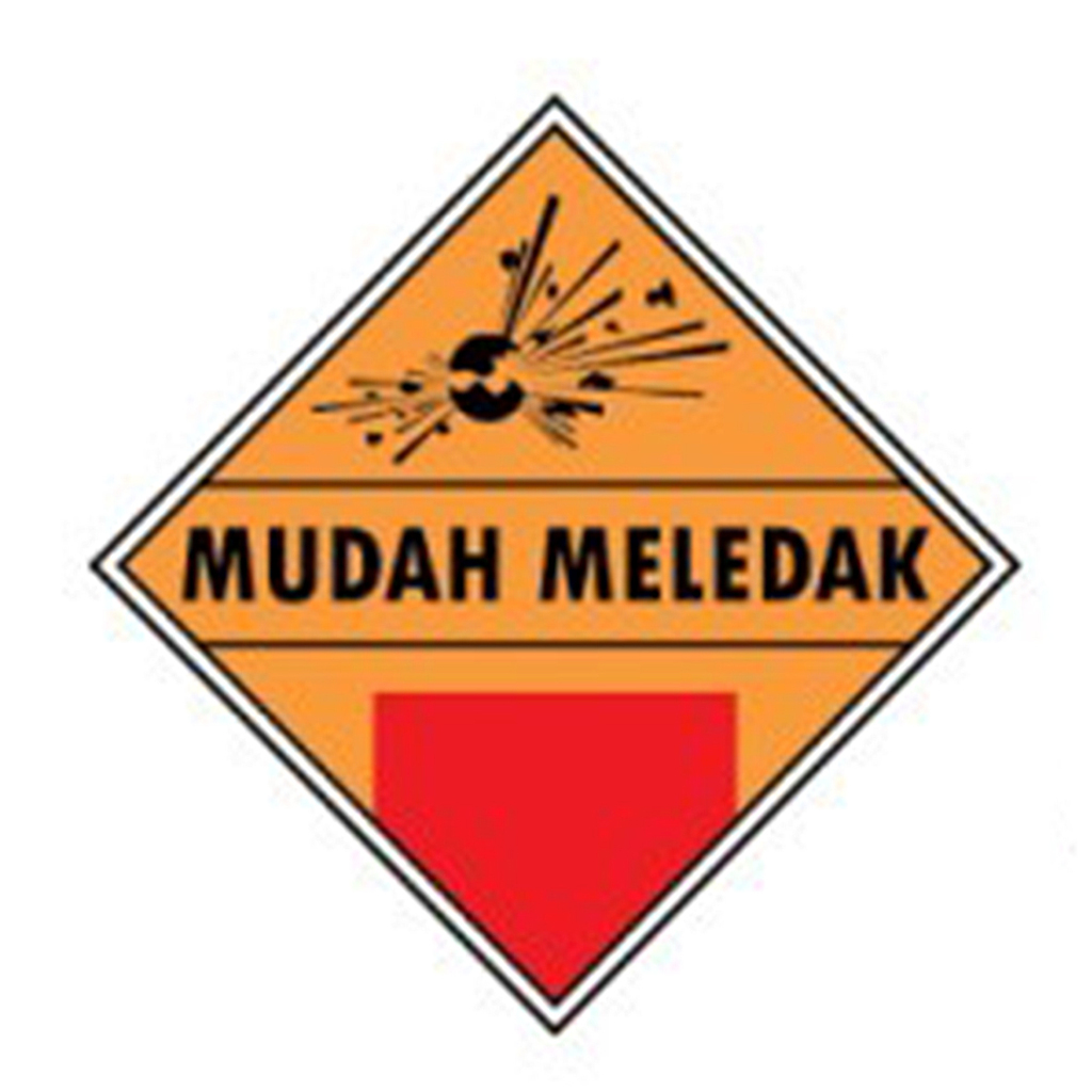 

Sticker VINYL SIGN Label Simbol mudah meledak 15 x 15 cm RAMBU K3