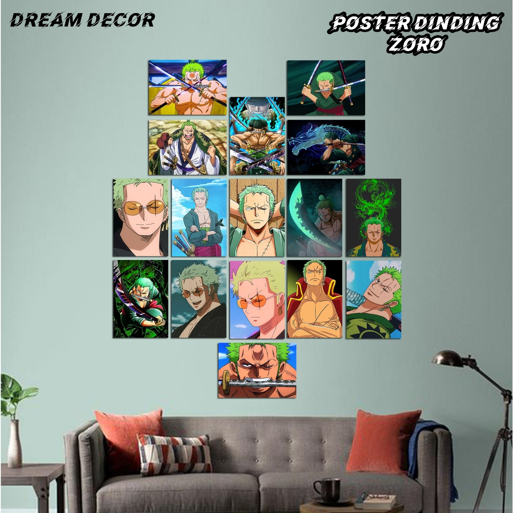 Isi 16pcs Poster Dinding Kamar Zoro [DD31] Ukuran A4 A5 A6 Bahan Glossy Dekorasi Kamar Cowok Poster 