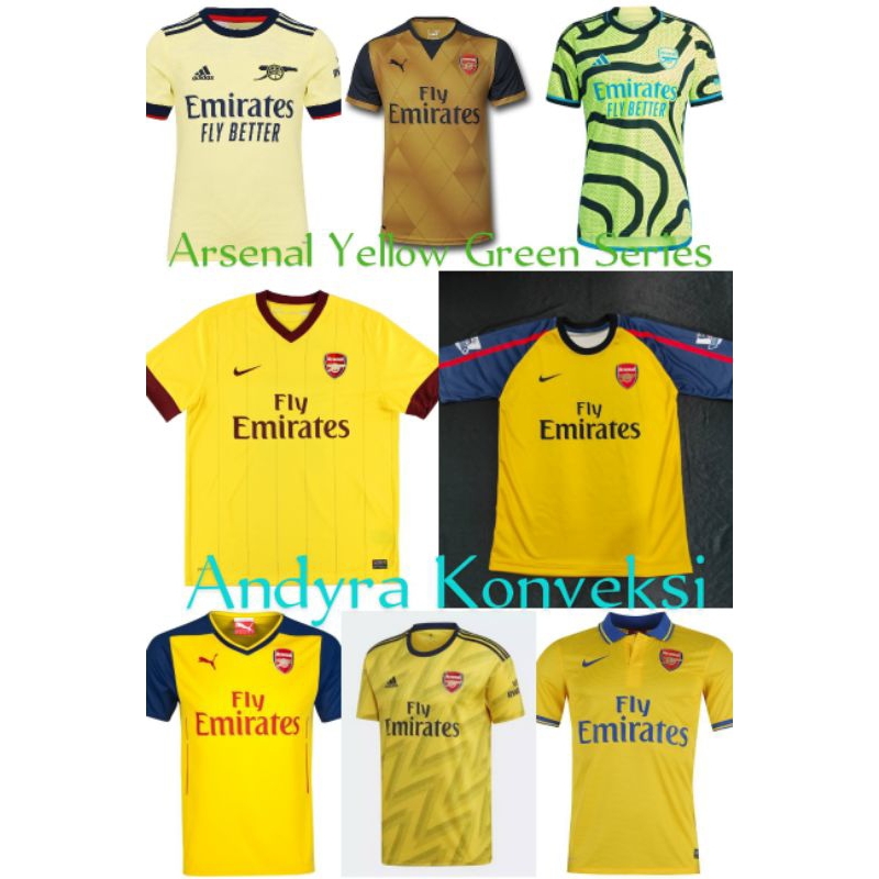 Retro Jersey Arsenal Yellow Green Series - FULL PRINTING - Free Custom Name set