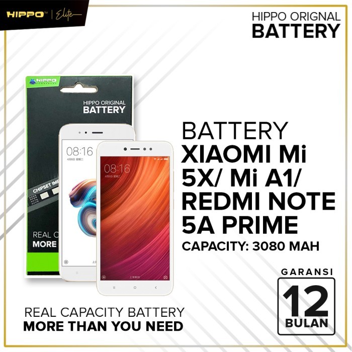Hippo Baterai ORI 100% BN31 Xiaomi MI 5X / MI A1 / Redmi Note 5A /Prime/ Redmi S2 3080mAh ORI Battery Batere Batu Batre Batrai HP Garansi Original