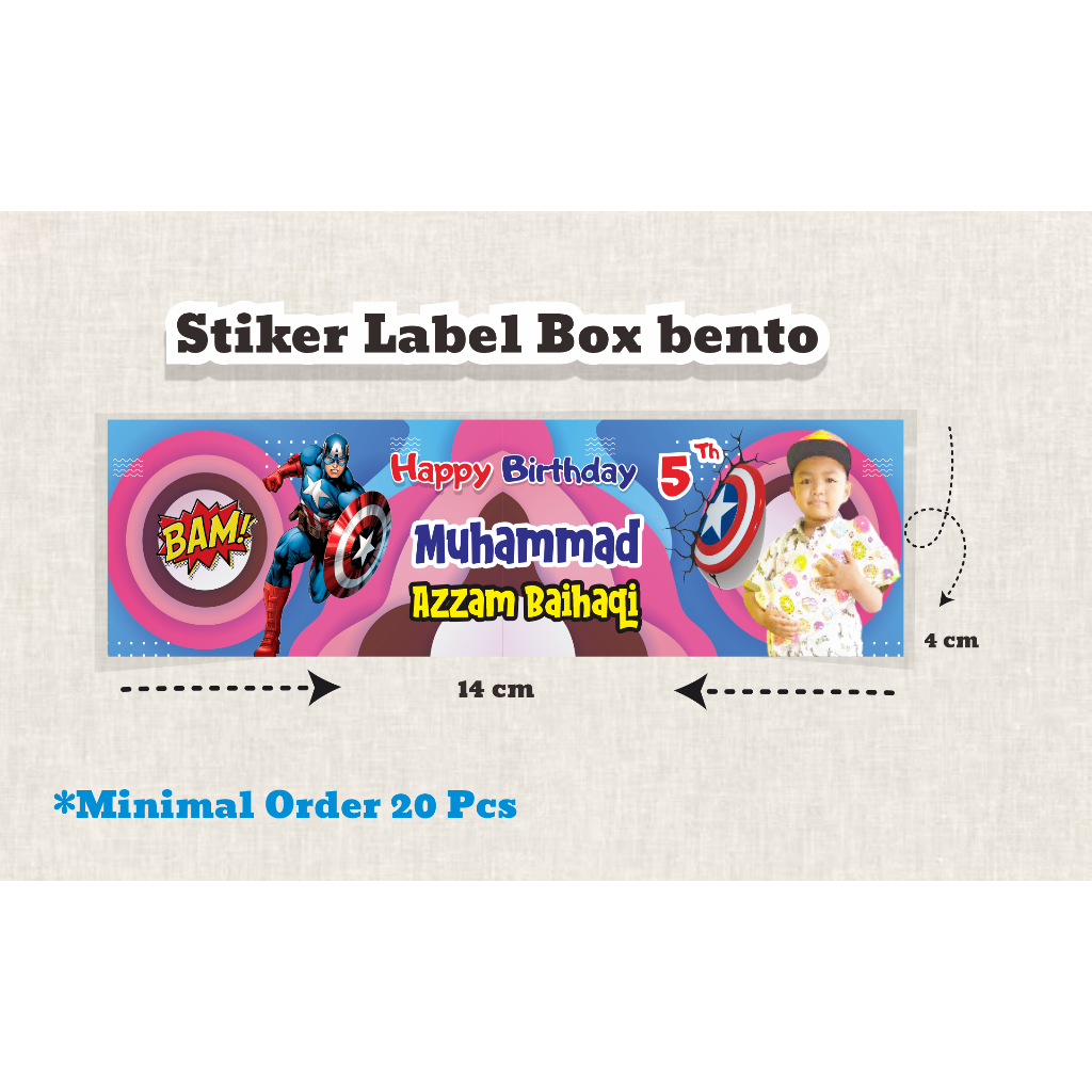 stiker bento ulang tahun anak custom label box bento