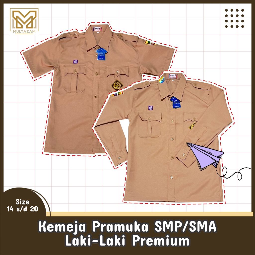 Baju Pramuka SMP & SMA Laki-Laki Premium (SNI) Bahan Rapilo