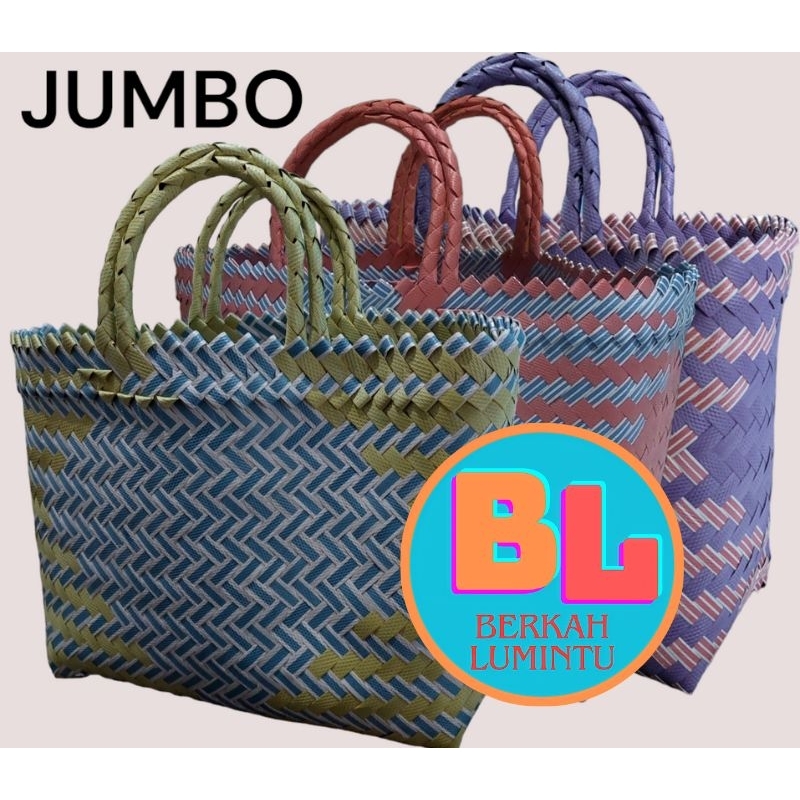 Tas Anyam Plastik Lurik/ Ukuran Jumbo ( XL ) / Tas Belanja / Tas Anyaman / Tas Berkat Hajatan Souven