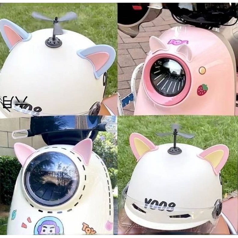 Helm Telinga Kucing Stiker Dekorasi Mobil Listrik Dekoratif Helm Telinga Kucing Putri